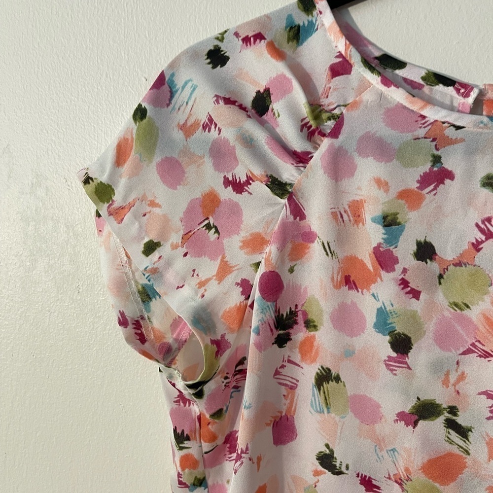 Liz Claiborne Women’s Pink Sheer Short Sleeve Shirt Blouse Top Size: Small - Picture 6 of 7